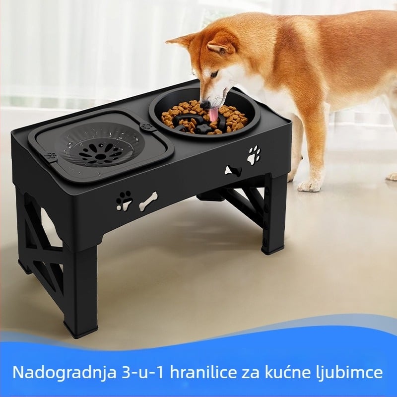 Hranilica za kućne ljubimce od nehrđajućeg čelika s dvostrukom zdjelom, integrirano podizanje, protiv udaraca, visoka zaštita za vrat nogu, sporo hranjenje, zdjela za kućne ljubimce, veleprodaja