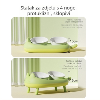 Zdjela za mačke, keramička zdjela za mačju hranu, čaša, zdjela za rižu za mačke, kosa usta, dvostruka zdjela s dvostrukom zdjelom za pse, zdjela za pse, pribor za kućne ljubimce