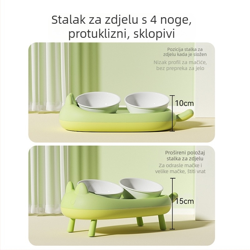 Zdjela za mačke, keramička zdjela za mačju hranu, čaša, zdjela za rižu za mačke, kosa usta, dvostruka zdjela s dvostrukom zdjelom za pse, zdjela za pse, pribor za kućne ljubimce