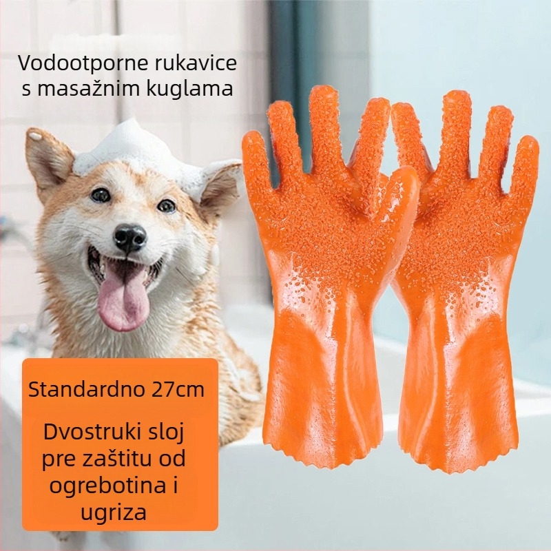 Rukavice za kupanje mačaka protiv grebanja i grebanja, za kućne ljubimce, posebne rolane rukavice za uklanjanje dlaka za mačke, produžene, vodootporne, protiv ugriza