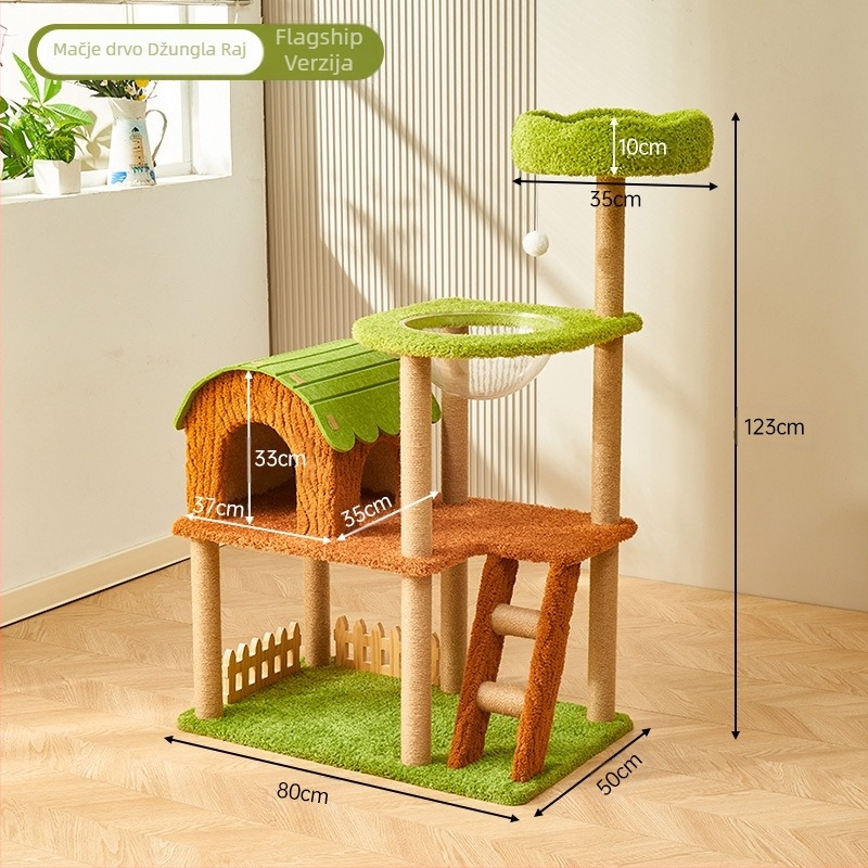 Stalak za penjanje mačaka, mačje gnijezdo, mačje drvo, integrirana oprema za mačke, četiri godišnja doba, univerzalna kućna igračka za mačke, hvataljka od sisala za mali stan