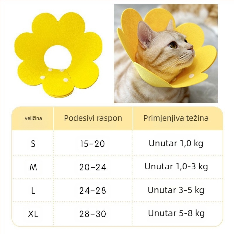 Ogrlica Sunflower Elizabeth Ogrlica za kućne ljubimce Mačka Elizabeth Ogrlica za pse Sterilizirana pokrivala za glavu protiv lizanja
