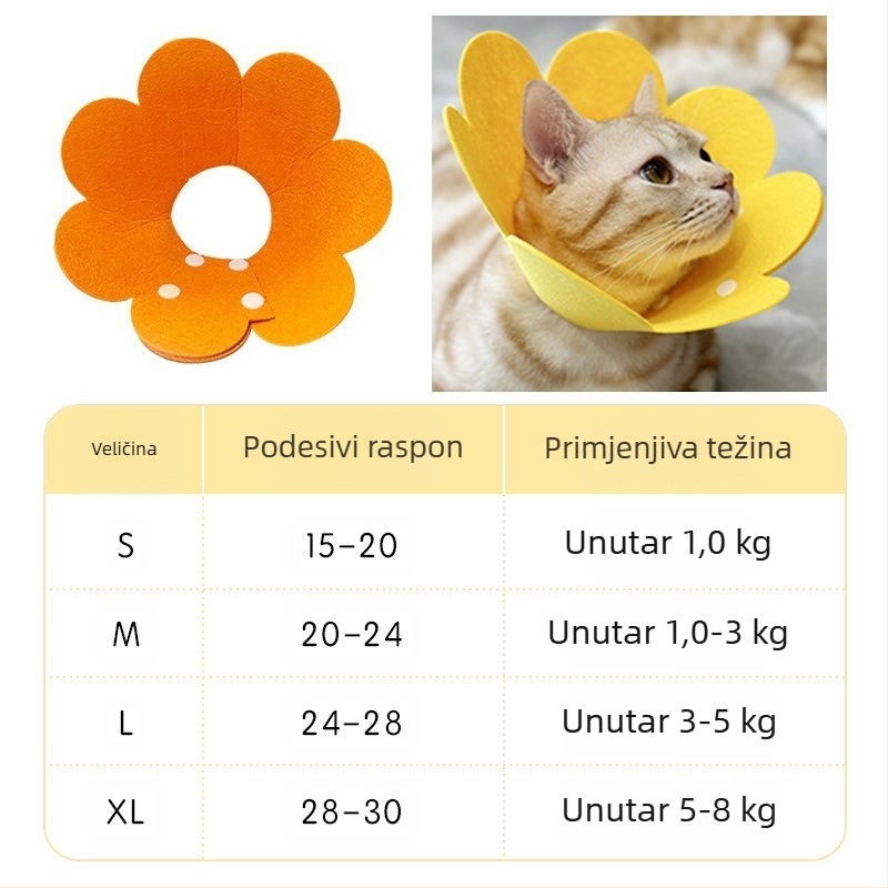 Ogrlica Sunflower Elizabeth Ogrlica za kućne ljubimce Mačka Elizabeth Ogrlica za pse Sterilizirana pokrivala za glavu protiv lizanja