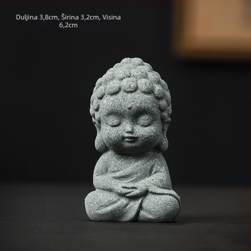 Nacionalni stil zeleni pješčenjak krajolik kip Bude Budin čaj kućni ljubimac mali ukrasi bonsai akvarij krajolik ukras obrt poklon