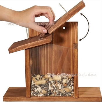 Drvena hranilica za vjeverice, vanjska vrtna hranilica za ptice, kućica za ptice, platforma za kolibriće, viseća vrtna dekoracija od punog drva