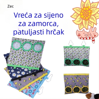 Nova vreća za sijeno, vreća za hranjenje zečeva, vreća za kućne ljubimce, hrčak, zamorac, činčila s rupom za hranjenje, vreća za sijeno