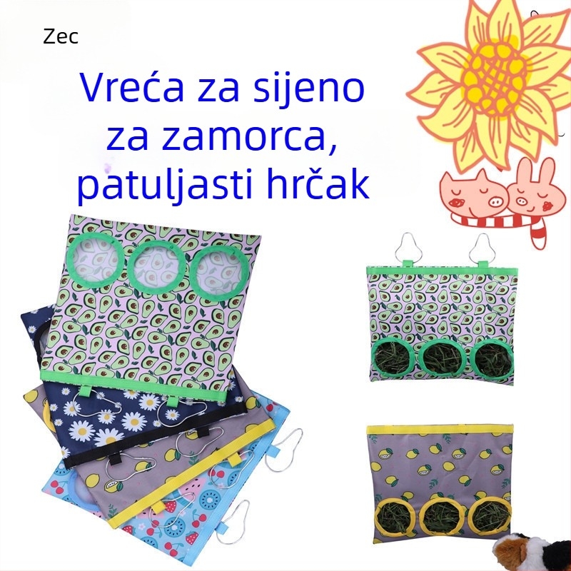 Nova vreća za sijeno, vreća za hranjenje zečeva, vreća za kućne ljubimce, hrčak, zamorac, činčila s rupom za hranjenje, vreća za sijeno
