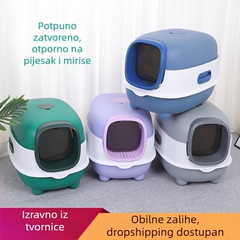 Predimenzionirana kutija za mačji pijesak, potpuno zatvorena, dezodorirajuća, mačja WC sklopiva, preša, ultraljubičasta sterilizacija, mačji pisoar, veleprodaja
