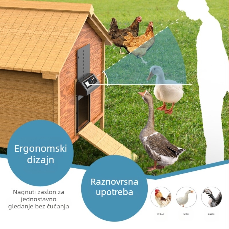 Prekogranična vruća prodaja električnih vrata za kokošinjac Kućanska aluminijska vrata za kokošinjac Inteligentna automatska vrata za podizanje kokošinjaca