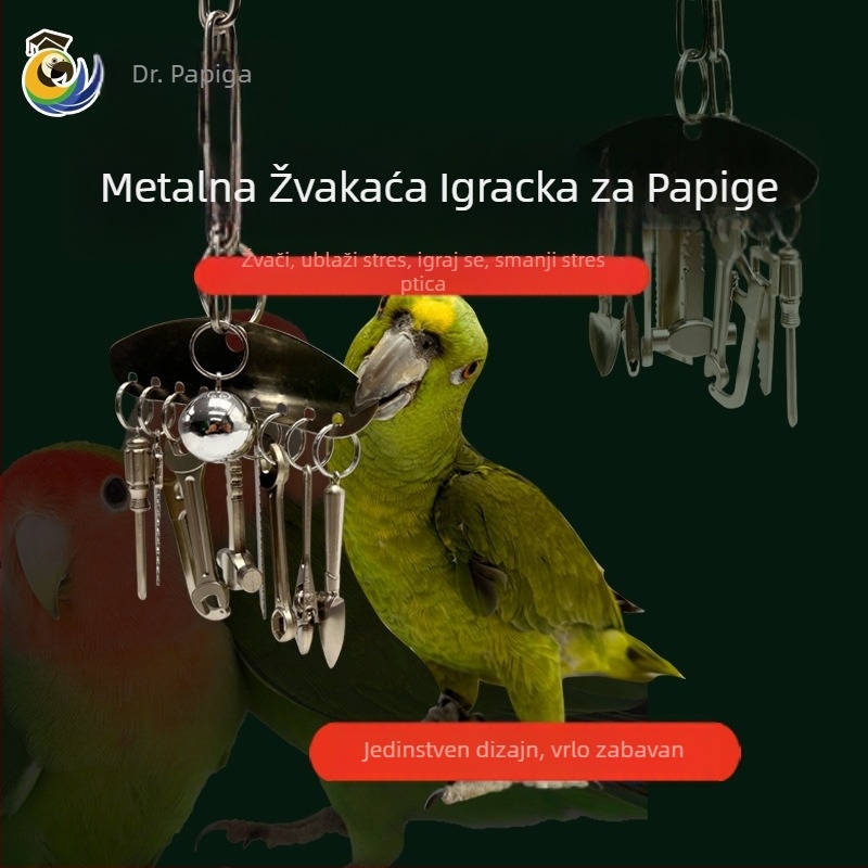 Metalna igračka za žvakanje za papige srednje i velike veličine, King Kong siva papiga, Amazon, edukativni privjesak s okvirom za ptičji kavez za ublažavanje stresa i dosade