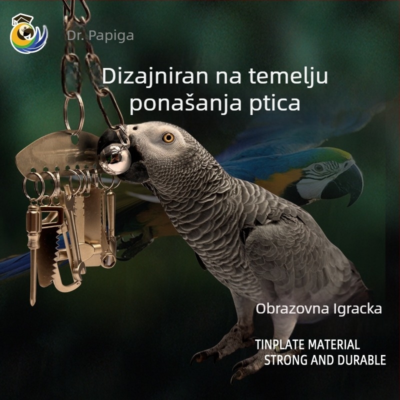 Metalna igračka za žvakanje za papige srednje i velike veličine, King Kong siva papiga, Amazon, edukativni privjesak s okvirom za ptičji kavez za ublažavanje stresa i dosade