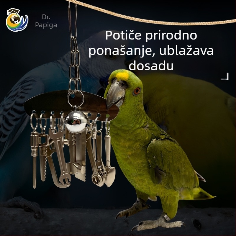 Metalna igračka za žvakanje za papige srednje i velike veličine, King Kong siva papiga, Amazon, edukativni privjesak s okvirom za ptičji kavez za ublažavanje stresa i dosade