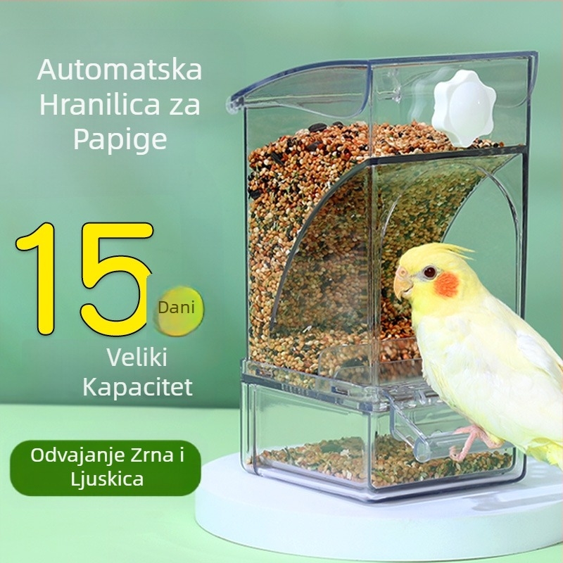 Hranilica za papige Kutija za hranu za ptice Automatska viseća nova hranilica za ptice Vodootporna zdjela i lonac Odvajanje žitnih školjki Hranjenje ptica