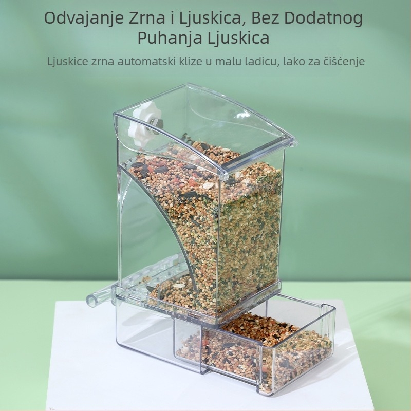 Hranilica za papige Kutija za hranu za ptice Automatska viseća nova hranilica za ptice Vodootporna zdjela i lonac Odvajanje žitnih školjki Hranjenje ptica