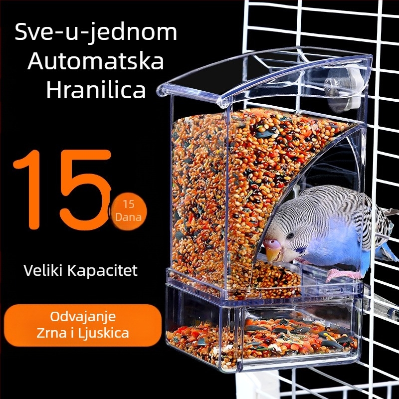 Hranilica za papige Kutija za hranu za ptice Automatska viseća nova hranilica za ptice Vodootporna zdjela i lonac Odvajanje žitnih školjki Hranjenje ptica
