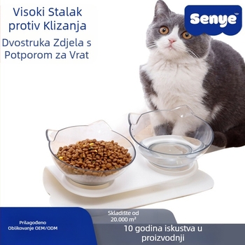 Zdjela za mačke veleprodaja Psi i mačke visoki vrat zdjela za kućne ljubimce neklizajuća kosa usta zdjela za piće vode za hranjenje mačaka zdjela za hranjenje vode dvostruka zdjela