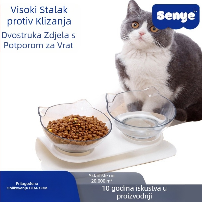 Zdjela za mačke veleprodaja Psi i mačke visoki vrat zdjela za kućne ljubimce neklizajuća kosa usta zdjela za piće vode za hranjenje mačaka zdjela za hranjenje vode dvostruka zdjela