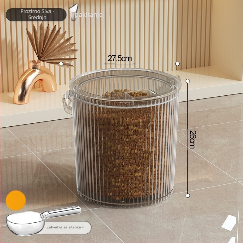 Kućanska zatvorena, otporna na insekte, otporna na vlagu, prozirna, vizualno zaštićena bačva za pohranu hrane za pse i mačke, staklenka za pohranu hrane za kućne ljubimce