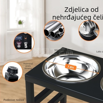 Željezni stalak za zdjele za pse, povišena zdjela za pse, hranilica za kućne ljubimce, pladanj za pseću hranu, pogodan za srednje i velike pse