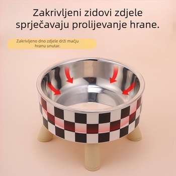 Visoka zdjela za kućne ljubimce, uklonjiva i periva zdjela za pse od nehrđajućeg čelika, zdjela za mačke, Polo Dot posuda za hranu za pse, zdjela za vodu, pribor za hranu i pribor za kućne ljubimce