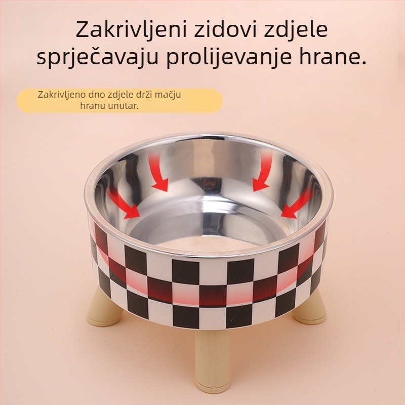 Visoka zdjela za kućne ljubimce, uklonjiva i periva zdjela za pse od nehrđajućeg čelika, zdjela za mačke, Polo Dot posuda za hranu za pse, zdjela za vodu, pribor za hranu i pribor za kućne ljubimce
