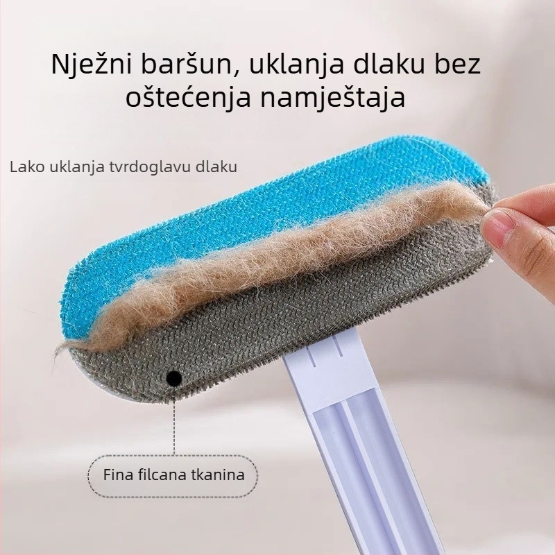 Višenamjenska kombinirana četka za uklanjanje dlaka za kućne ljubimce, duga šipka, dvostrana četka za struganje tepiha za kauč, čišćenje artefakata, elektrostatska metla