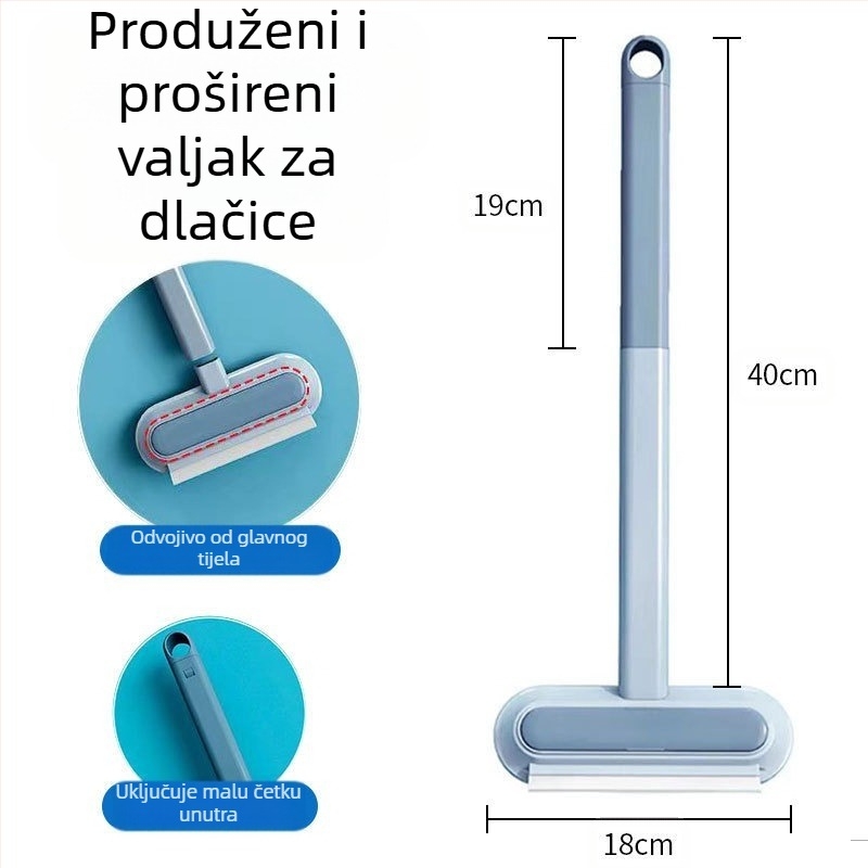 Višenamjenska kombinirana četka za uklanjanje dlaka za kućne ljubimce, duga šipka, dvostrana četka za struganje tepiha za kauč, čišćenje artefakata, elektrostatska metla