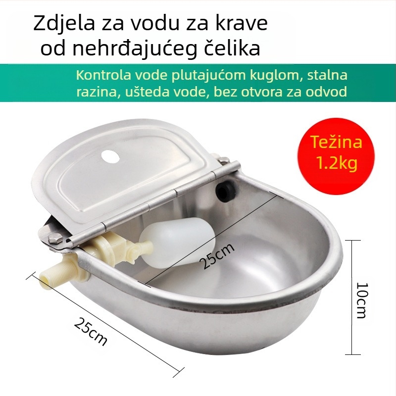 Zdjela za vodu za krave, veterinarska, uzgojna, velika nehrđajući čelik 80 cm, paket za vodu, plutajuća kugla, zadebljana zdjela za vodu za krave i konje