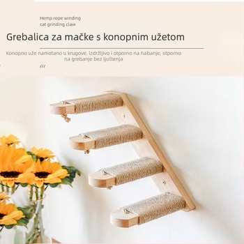 Drvene ljestve za penjanje za mačke, zidne, višeslojne, stalak za penjanje za mačke od sisal konopa, drvena ploča, stepenice, igračke za mačke
