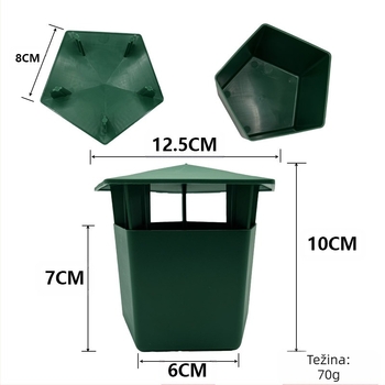 Prekogranična vrtna klopka za puževe, zelena plastična klopka za puževe