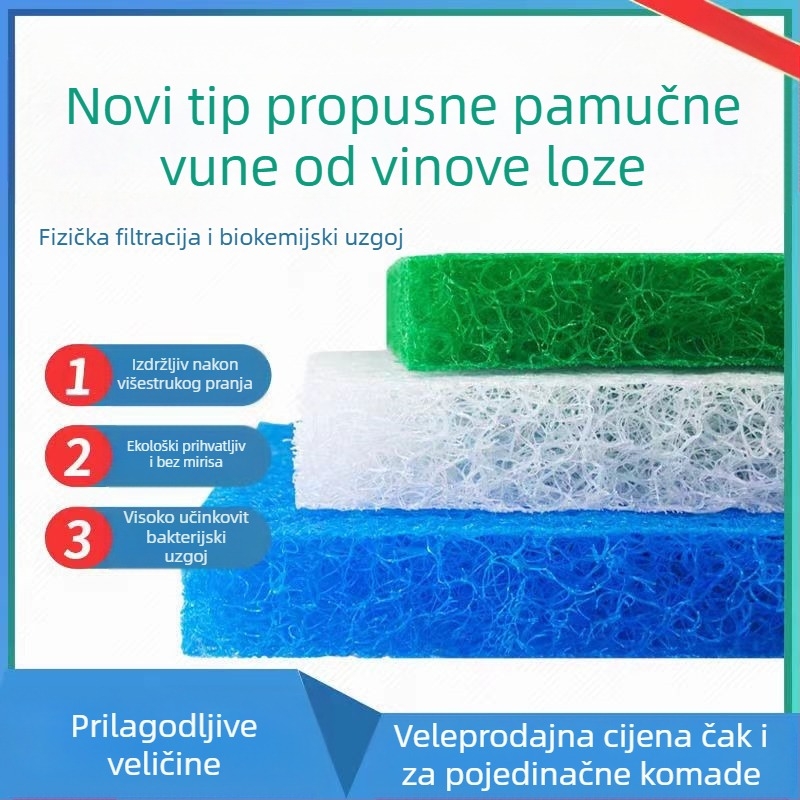 Filter za ribnjak od ratana, pamuka, plavog, biokemijski filc, biokemijski pamučni ribnjak, akvarij, ribnjak, bakterijski filter, materijal