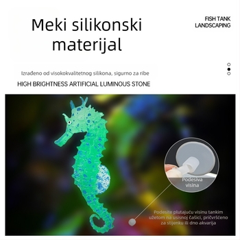 Novi ukrasi za uređenje okoliša za akvarij, svjetleći umjetni morski konjić, krajolik za akvarij, umjetni fluorescentni silikonski morski konjić, veleprodaja