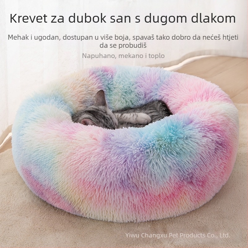 Duga plišana mreža, crvena okrugla kućica za mačke, kućica za pse, jesenska i zimska topla prostirka, krevet za pse Teddy Corgi, veleprodaja potrepština za kućne ljubimce