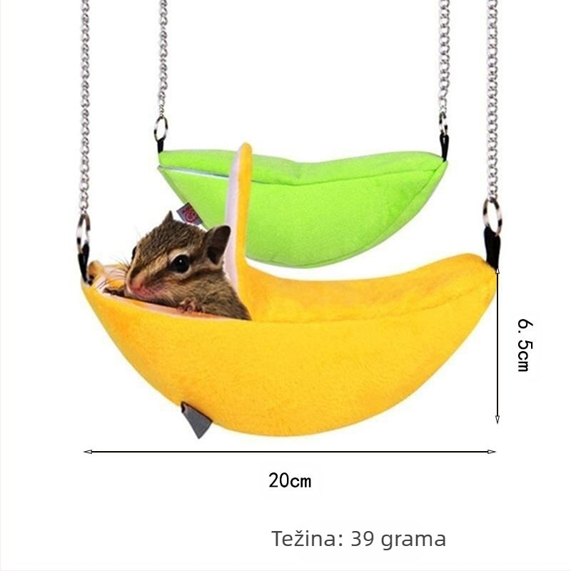 Malo pamučno gnijezdo za hrčke od banane, toplo viseće viseće gnijezdo za zimu, viseća ljuljačka u obliku mjesečevog broda