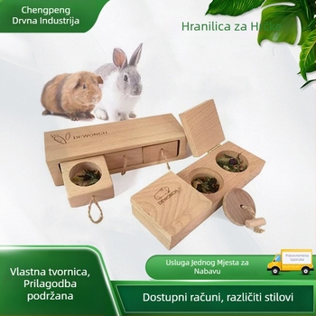 Drvena hranilica za hrčke, skriveni tanjur za grickalice za hrčke, masivna drvena hranilica za igračke za hrčke, posebna prekogranična opskrba
