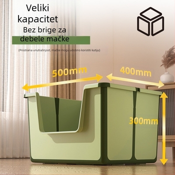 Sklopivi otvoreni mačji WC s gornjim umivaonikom protiv prskanja, jednostavan za čišćenje sklopivi umivaonik za mačji WC velikog prostora