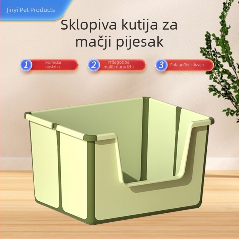 Sklopivi otvoreni mačji WC s gornjim umivaonikom protiv prskanja, jednostavan za čišćenje sklopivi umivaonik za mačji WC velikog prostora