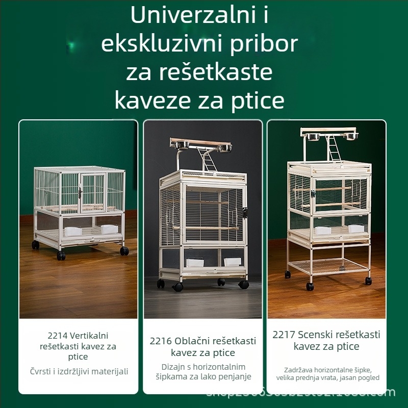 Miyagi Parrot Pribor za ptice, Daquan gornji stalak za pohranu, koloturna stanica, šipka, kutija za hranu, prozirna ploča, ekskluzivna pregrada