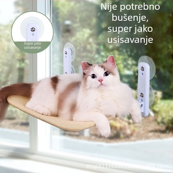 Mačji viseći krevet s ventuzama za prozor – balkonska ležaljka za sunčanje, može se rastaviti i prati