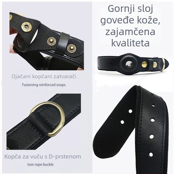 Nova ogrlica za mačke od prave kože Amazon Airtag za praćenje pozicioniranja kućnih ljubimaca, gornji sloj kravlje kože, ogrlica za pse