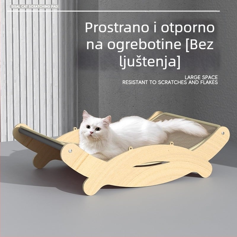 Mačji krevet s rakom, daska za grebanje mačaka od konoplje, gnijezdo za mačke, integrirano, preveliko mačje naslonjač, otporan na habanje, bez otpada, sofa za mačke koja brusi kandže