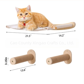 Drveni stalak za penjanje za mačke, ljestve za penjanje za mačke, zidne ljestve, masivno drvo, višeslojno sisal uže, zidna viseća mreža za mačke, stepenice, igračka za mačke