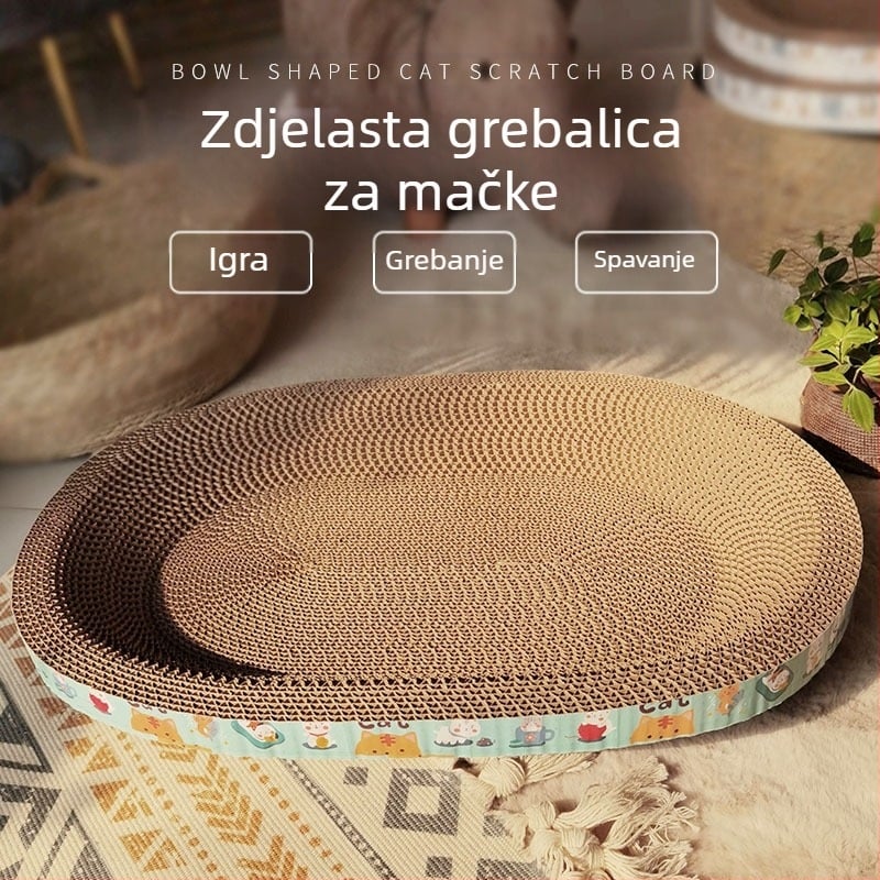 Univerzalna daska za grebanje za mačke za sva godišnja doba, Mačje gnijezdo, Ekstra veliki umivaonik za grebanje za mačke, Okrugla igračka od valovitog papira, Oprema za mačke