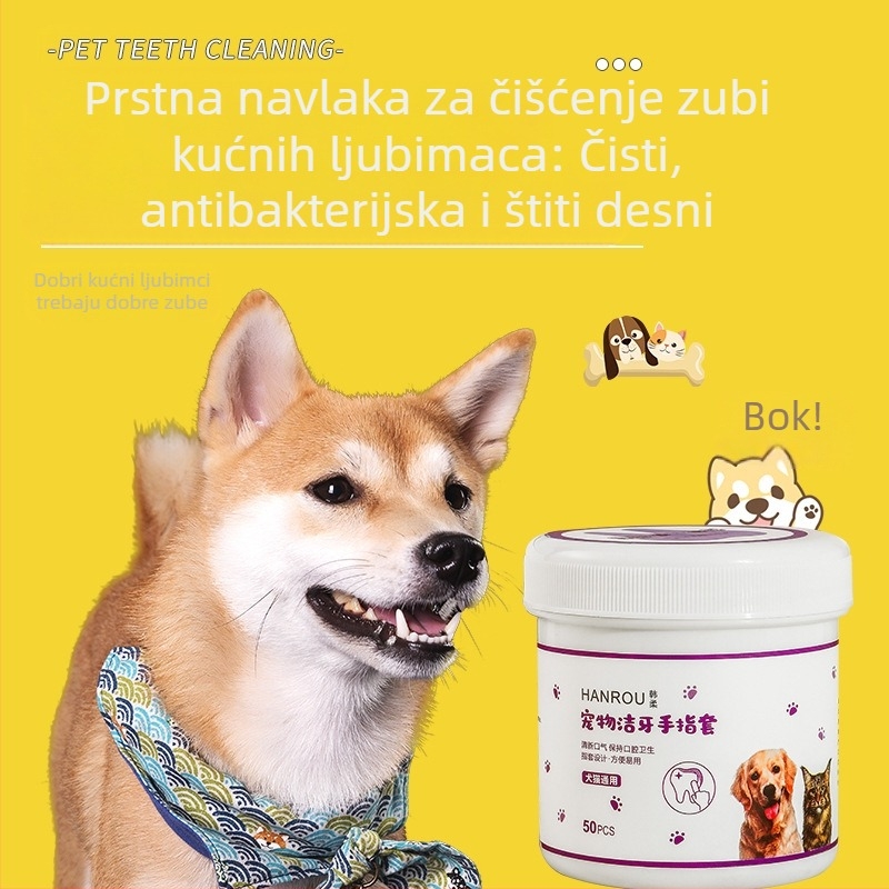 Maramice za čišćenje zubi kućnih ljubimaca, čišćenje zubi pasa, uklanjanje mačjeg svježeg daha, kamenac, rukav za prste