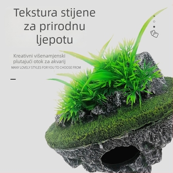 Uređenje akvarija, viseći kameni plutajući ukrasi, simulacija dekoracije, plovućac, ekološko okruženje, uređenje kamenjara, bijeg od kamena, kuća u špilji