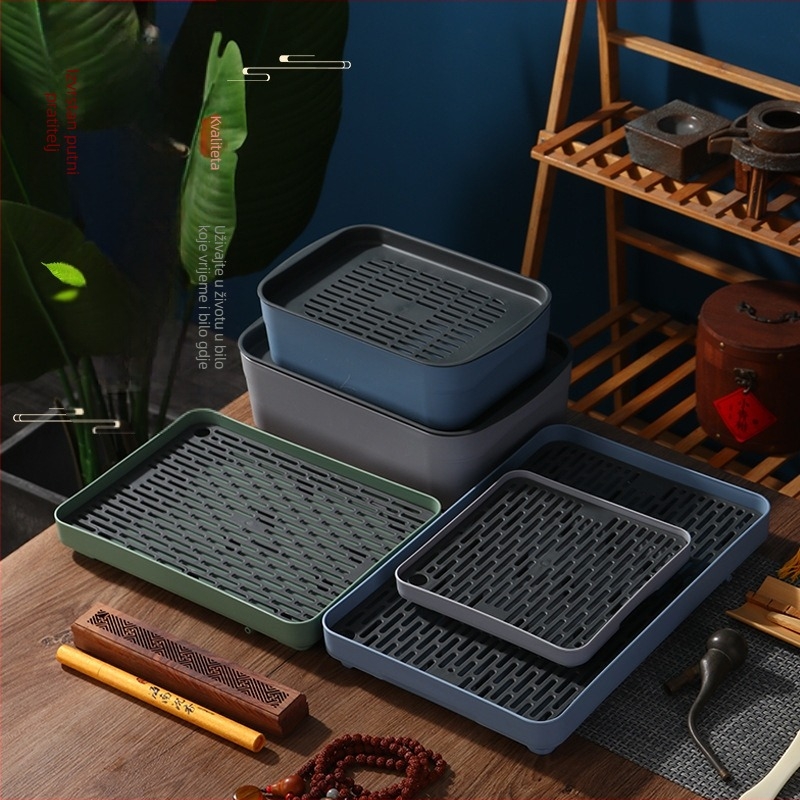 Putni poslužavnik za čaj, kutija za pohranu auto-poslužavnika za čaj, mala veličina, plastični poslužavnik za čaj, prijenosni poslužavnik za čaj, mali poslužavnik za čaj za jednu osobu