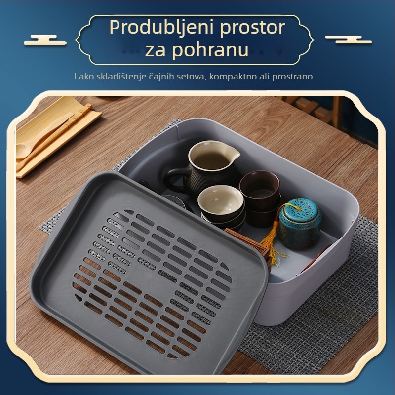 Putni poslužavnik za čaj, kutija za pohranu auto-poslužavnika za čaj, mala veličina, plastični poslužavnik za čaj, prijenosni poslužavnik za čaj, mali poslužavnik za čaj za jednu osobu