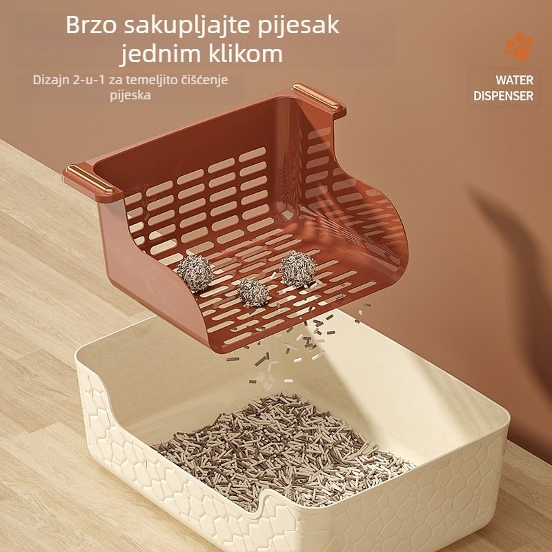 Kutija za mačji pijesak Velika kutija za mačji pijesak Poluzatvorena kutija za mačji pijesak protiv iznošenja Protiv prskanja Mačji WC s ugrađenom filter lopatom Lijena kutija za mačke