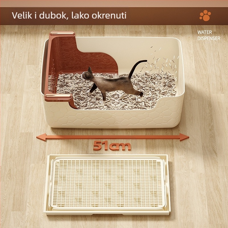 Kutija za mačji pijesak Velika kutija za mačji pijesak Poluzatvorena kutija za mačji pijesak protiv iznošenja Protiv prskanja Mačji WC s ugrađenom filter lopatom Lijena kutija za mačke