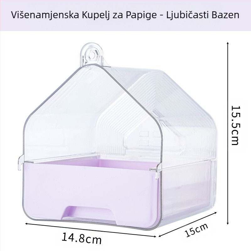 Vanjski umivaonik za ptice, kutija za kupanje papiga, prozirna kupaonska višenamjenska ladica za tuširanje